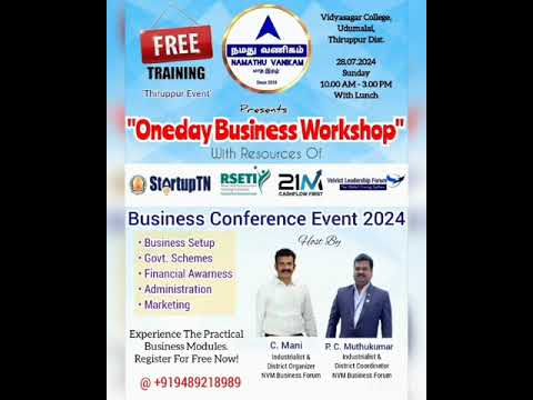 NAMATHU VANIKAM"ONEDAY BUSINESS WORKSHOP" WITH RESOURCES OF