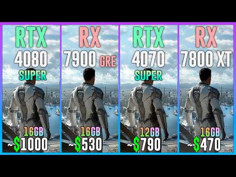 RTX 4080 SUPER vs RX 7900 GRE vs RTX 4070 SUPER vs RX 7800 XT - Test in 25 Games