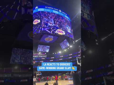 Fans at Suns vs. Lakers reacting to the Dodgers winning on a grand slam 👏