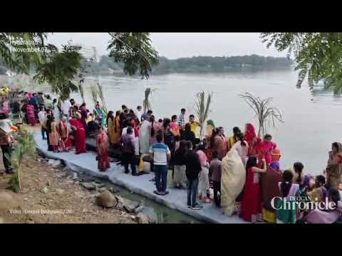 Hyderabad : Chhath Puja celebrations are in full swing at Hussain Sagar