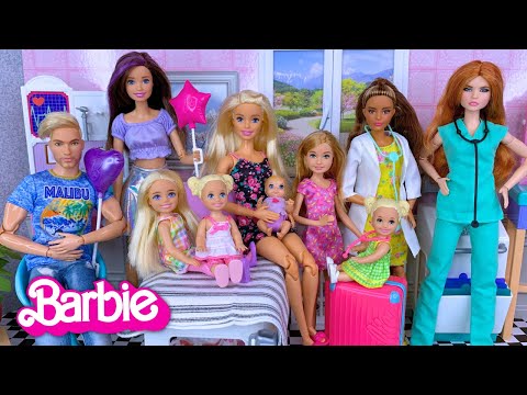 Barbie & Ken Doll Family New Baby Hospital Routine & Playground Story