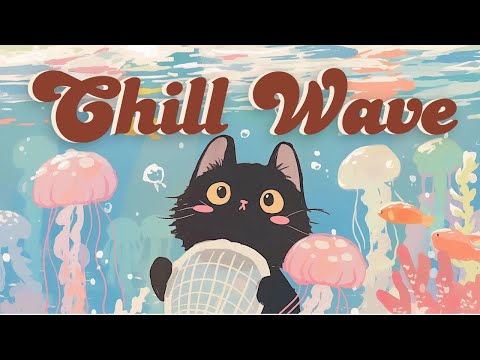 Chill Wave Lofi 🫧 Chillin' cat 🎏 1 Hr Songs『Cute lofi』🌊study/aesthetic/chill/relax ♪