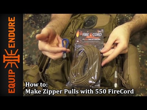 How to Make Zipper Pulls with 550 FireCord, Paracord Plus Emergency Fire Starter by Equip 2 Endure Y