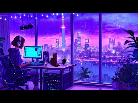 Calm Lofi Music with late-night rain 🌙 Music to help you relax and find peace on a busy night