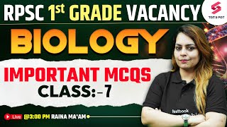 RPSC 1st Grade Vacancy 2024 | RPSC School Lecturer Biology MCQs By Raina Ma'am