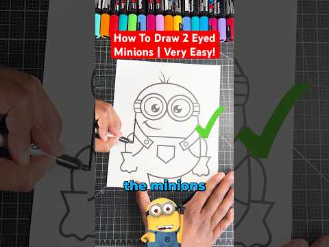 How To Draw 2 Eyed Minions But Made Easy! 😍 #art #shorts #drawing