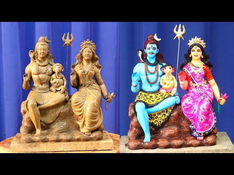 Shiv parvati murti making and coloring PART 2 | Shiv durga murti | clay art