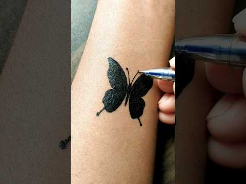 How to make easy butterfly 🦋 tattoo...#tattoo #viral #trending #art #butterfly #handtatoo #diytattoo