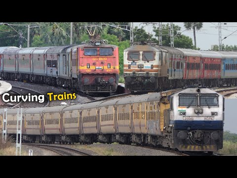 Beautiful Sharp CURVE and HONKING Trains | WAP5 + WAP7 + WAP4 + WDP4 + WDP4D + WAG5 | IndianRailways