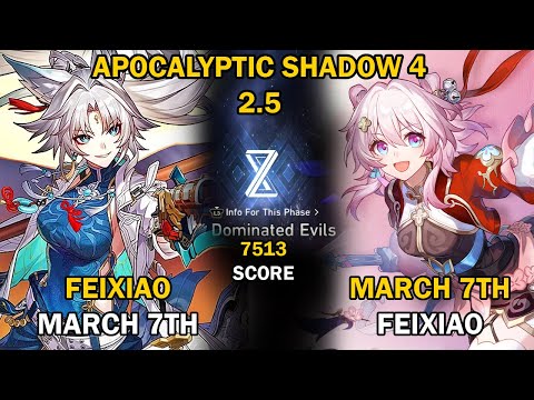 E0 Feixiao & March 7th Hunt Duo DPS Both Sides | Apocalyptic Shadow Stage 4 | Honkai Star Rail 2.5