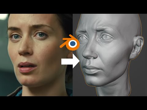 Sculpting Emily Blunt in Blender -- Full Timelapse