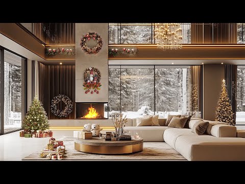 Relaxing Christmas Jazz Music in Cozy Winter Living Room 🎄 Positive Jazz Piano for Sleep and Chill