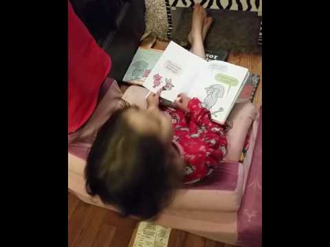 Chloe reads Elephant and Piggie