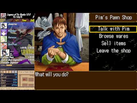 Legacy of Ys - Book I & II - Ys Any% 1:55:45 [First Run, no route]