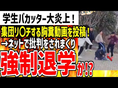 学生バカッターが一人をボコボコにする集団リ〇チ動画を投稿！ネットで批判されまくって強制退学の可能性も！？【ゆっくり解説】