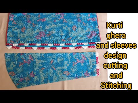 Kurti Ghera design || Stylish Daman design || Sleeves and Daman design cutting and stitching