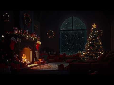 🔥Cozy Bedroom Christmas Ambience❄️Howling Winds and Fireplace Burning for a Christmas Retreat🎄