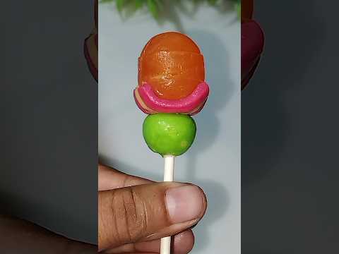 Orange Flavour Lollipop & Big bubble & Gum balls Candy Popsicle #shorts #youtubeshorts