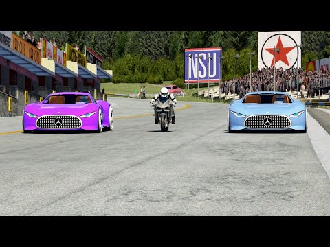 Kawasaki Ninja H2R Supercharged vs Mercedes-Benz AMG Vision GT at Old SPA