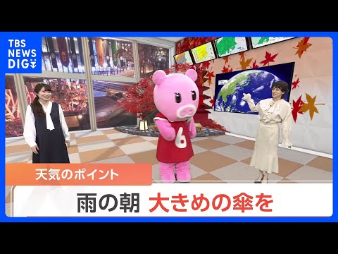 【11月15日 関東の天気】雨の朝 大きめの傘を｜TBS NEWS DIG