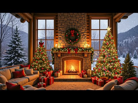 Relaxing Christmas Jazz Instrumental Music for Relieve Stress - Cozy Winter Snow Cabin 🎅🎄