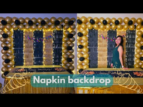 Black and gold party decorations/ Under $5 Birthday backdrop idea/ Gold party decoration at low cost