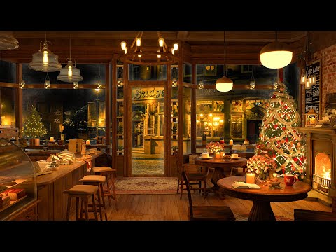 Christmas Music Coffee Shop Ambience 4K ☕ Smooth Piano Jazz Music for Relaxing, Studying and Working