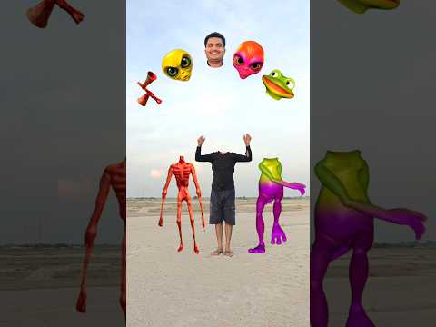 Purple+green dancing frog, red siren & me viral head matching vs tu Radha meri main shyam tera song