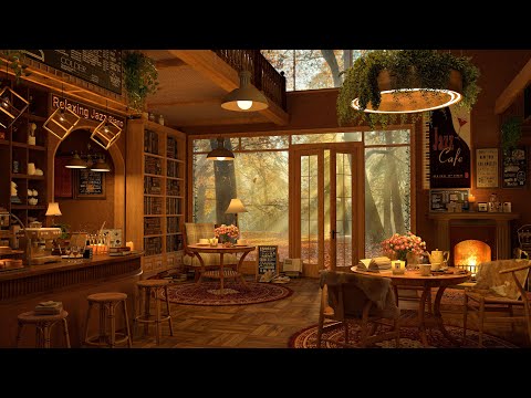 8K Cozy Coffee Shop Ambience & Warm Jazz Music ☕ Smooth Jazz Music to Relax/Study/Work to