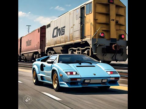 Lamborghini Countach vs Cargo Train Race in Forza Horizon 5