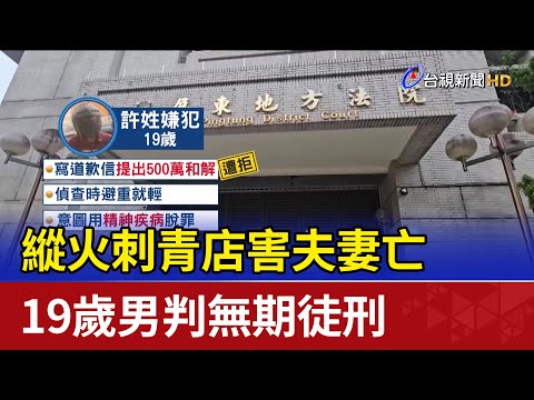 縱火刺青店害夫妻亡 19歲男判無期徒刑