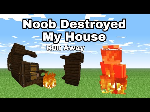 Noob Destroyed My House And Run Away #shorts #minecraftshorts #youtubeshorts #ytshorts #viral #trend