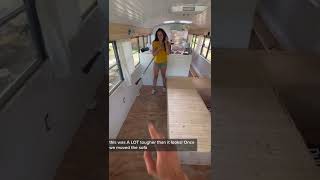 Installing Our Skoolie Floor | Andrea & Lewis #shorts