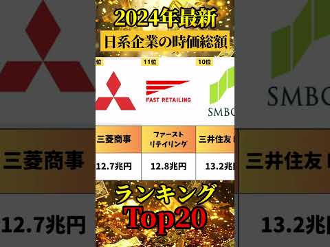 【2024年版】日系企業の時価総額！衝撃ランキングTOP20 #shorts #お金