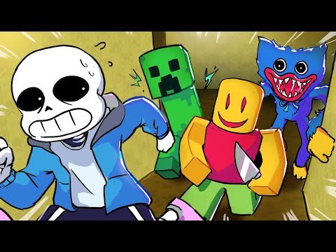 If SANS was in ROBLOX, MINECRAFT, HORROR GAMES and more! (Animations)