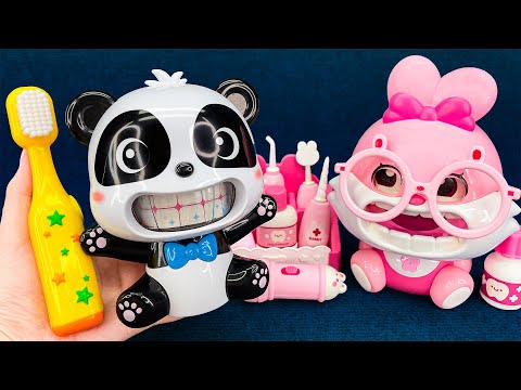 [76 minute video] BABYBUS PANDA TOOTH BRUSHING TOY SET 🦷 ASMR Satisfying Unboxing