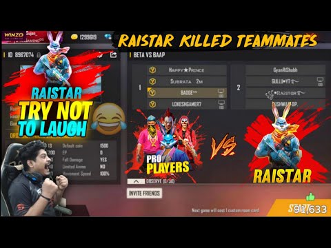 Raistar vs 1vs 4 Custom Room Funny Moments | Raistar killed team mate | Raistar killed YouTubers