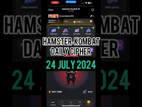 Hamster Kombat Daily Cipher: 24 July 2024  #dailycombohamsterkombat #hamsterkombatdailycombo #crypto