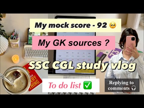 SSC cgl study vlog 📓Gk sources| My mock score | an honest day in life of ssc aspirant #sscvlog #cgl