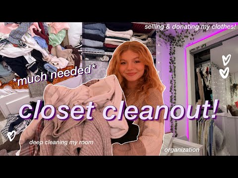 EXTREME CLOSET CLEANOUT!! deep cleaning, selling & donating my clothes, organizing my closet!