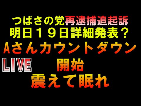 明日19日判明？つばさの党再逮捕追起訴 Aさんカウントダウン開始 LIVE つばさの党 黒川あつひこ 黒川敦彦 根本良輔 杉田勇人