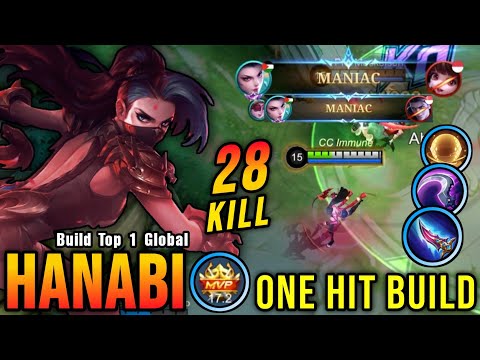 28 Kills + 2x MANIAC!! New Hanabi One Hit Build and Emblem!! - Build Top 1 Global Hanabi ~ MLBB