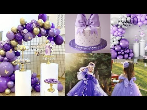 PURPLE COLOUR BIRTHDAY  DECORATION PURPLE COLOUR CAKE DESIGN  BIRTHDAY DECORATION IDEAS 💜