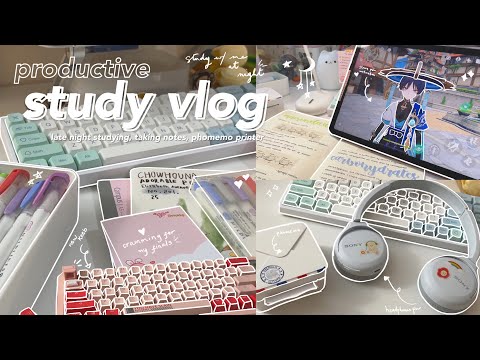 productive study vlog 💌 aesthetic notes taking, studying for exams, new keyboard, playing genshin