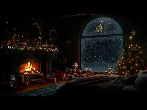 Drift Off to Sleep | Cozy Christmas Atmosphere | Blizzard Winds & Fireplace Sounds