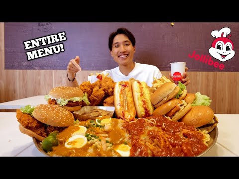 ENTIRE JOLLIBEE SINGAPORE FULL MENU CHALLENGE! | Massive Mukbang with NEW Jolliburger!