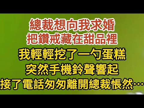 《藏起孕肚出逃》第07集：總裁想向我求婚， 他把鑽戒藏在甜品裡，我輕輕挖了一勺蛋糕，突然手機鈴聲響起，接了電話匆匆離開總裁悵然……#戀愛#婚姻#情感 #愛情#甜寵#故事#小說#霸總