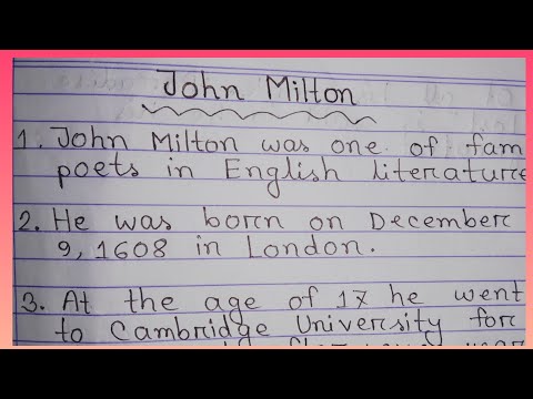 10 lines essay on " Jhon Milton " // Jhon Milton lifestyle