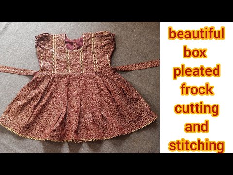 Box pleated frock cutting and stitching || Easy box pleated frock