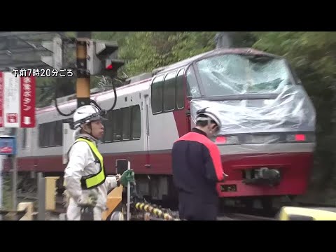 名鉄名古屋本線が運転再開 倒木でフロントガラスが激しく割れる 愛知県岡崎市 (24/11/16 05:48)